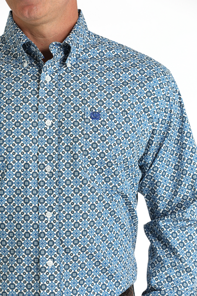 CINCH LIGHT BLUE GEOMETRIC PRINT - MENS SHIRT  - MTW1105794