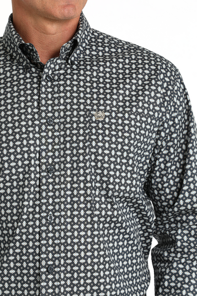 CINCH STRETCH BLUE GEOMETRIC PRINT - MENS SHIRT  - MTW1105788