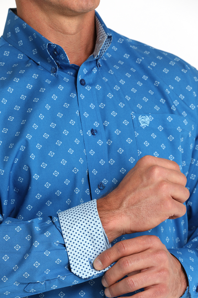 CINCH ROYAL BLUE GEOMTRIC PRINT - MENS SHIRT  - MTW1105796