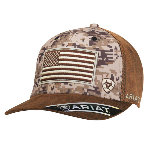 ARIAT DIGITAL CAMO USA FLAG BROWN - HATS CAP  - 15094156