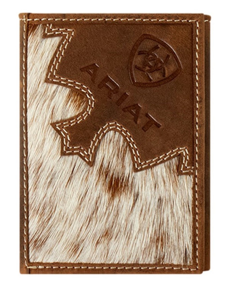 ARIAT TRIFOLD COW HALF HAIR BROWN - ACCESSORIES WALLET  - A3562402