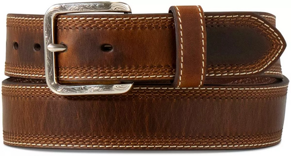 ARIAT FOUR ROW STITCH EDGE BROWN - ACCESSORIES BELT MEN - A1043102