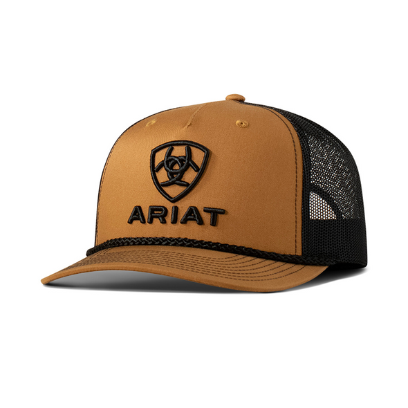 ARIAT EMBROIDED LOGO TAN BLACK - HATS CAP  - A300090008