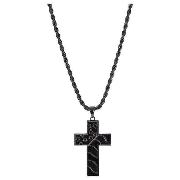 JUSTIN  AMERICAN FLAG ACCENT CROSS - ACCESSORIES JEWELRY NECKLACE - 22201NJ1