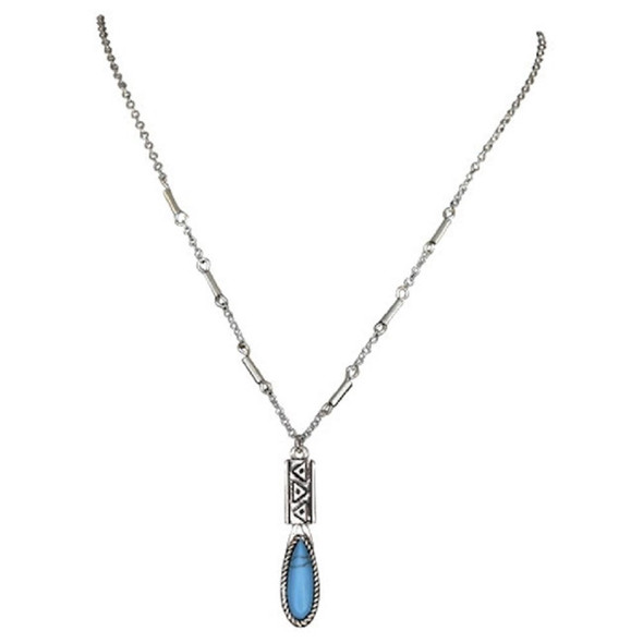 JUSTIN  TURQUOISE COLORED OVAL PENDANT - ACCESSORIES JEWELRY NECKLACE - 2422020288