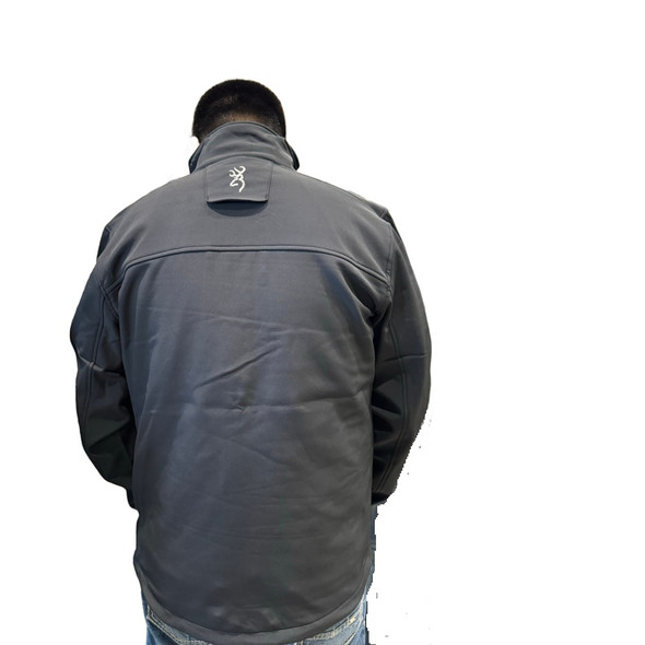 BROWNING LOGO SOFTSHELL BLACK & SILVER - MENS JACKET  - 30402499