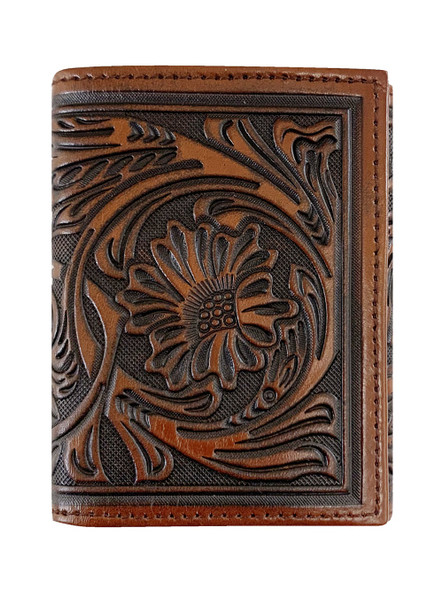 STETSON TOOLED BROWN TRI-FOLD - ACCESSORIES WALLET  - 9809001-200