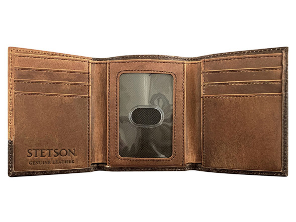 STETSON VINTAGE BROWN TOOLED TRIFOLD - ACCESSORIES WALLET  - 9804001-233