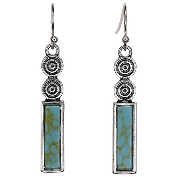 JUSTIN  TURQUOISE STONE BAR WITH SWIRL - ACCESSORIES JEWELRY EARRINGS - 2422020631