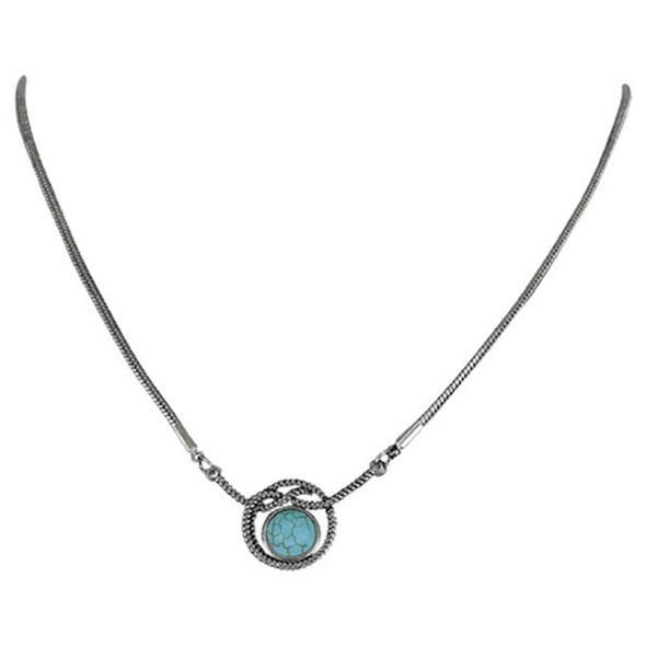 JUSTIN  SNAKE CHAIN OVERHAND KNOT TURQ - ACCESSORIES JEWELRY NECKLACE - 24058NJ2