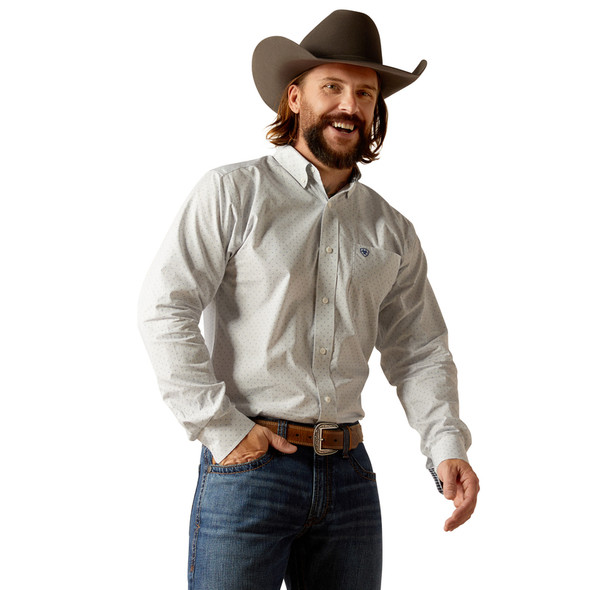ARIAT WRINKLE FREE FITTED GREY PRINT - MENS SHIRT  - 10051981