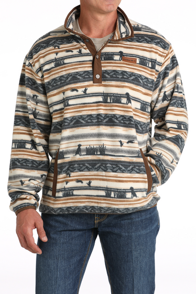 CINCH CREAM AND GREY PRINT - MEN SWEATER  - MWK1514022