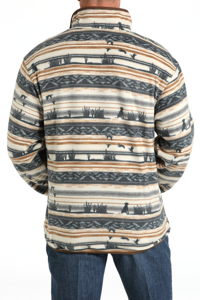 CINCH CREAM AND GREY PRINT - MEN SWEATER  - MWK1514022
