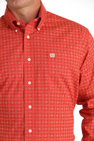CINCH RED GEOMETRIC PRINT - MENS SHIRT  - MTW1105803