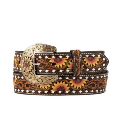 NOCONA 1 1/2 SUNFLOWER EMBOSSED BROWN - ACCESSORIES BELT LADIES - N320006797