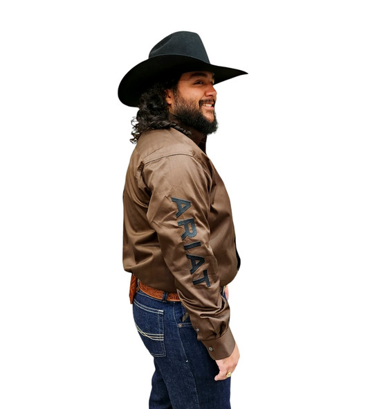 ARIAT TEAM LOGO TWILL CHOCOLATE - MENS SHIRT  - 10060305