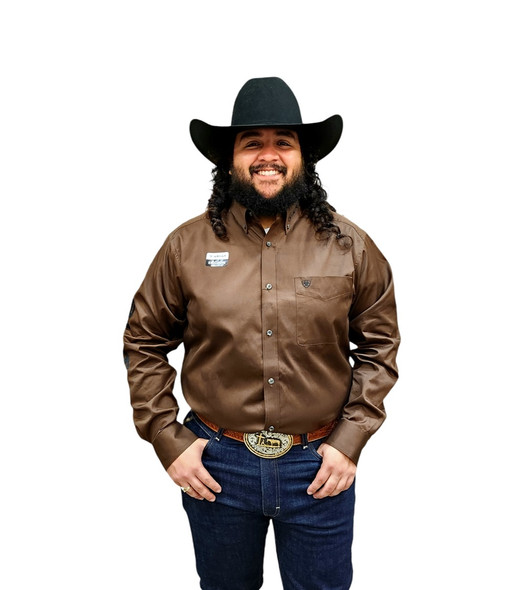 ARIAT TEAM LOGO TWILL CHOCOLATE - MENS SHIRT  - 10060305