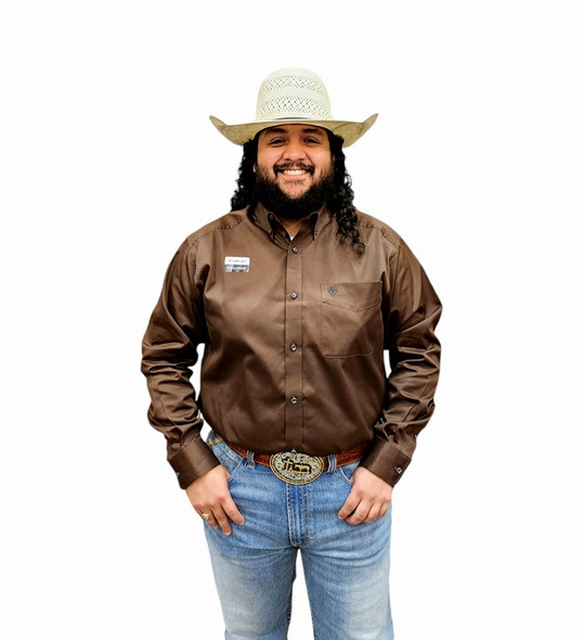 ARIAT SOLID CHOCOLATE BROWN TWILL - MENS SHIRT  - 10060064