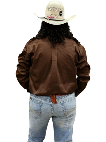 ARIAT SOLID CHOCOLATE BROWN TWILL - MENS SHIRT  - 10060064