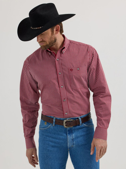 WRANGLER GEORGE STRAIT DARK RED PLAID - MENS SHIRT  - 112356606