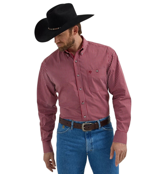 WRANGLER GEORGE STRAIT DARK RED PLAID - MENS SHIRT  - 112356606