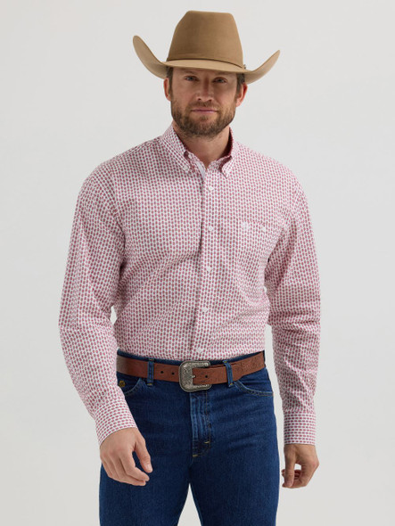 WRANGLER GEORGE STRAIT WHITE/RED PRINT - MENS SHIRT  - 112356600
