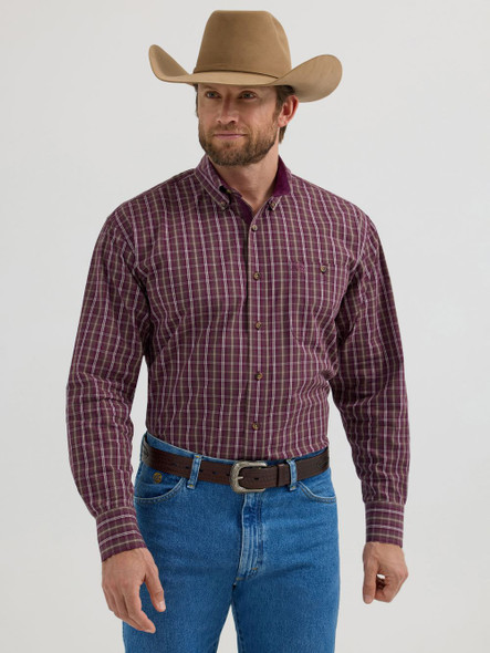 WRANGLER GEORGE STRAIT PLUM PLAID - MENS SHIRT  - 112356608