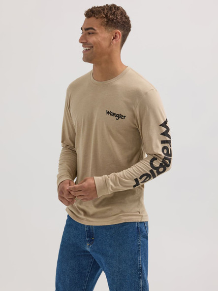 WRANGLER LONG SLEEVE PUP TRUCK KHAKI - MENS TEE  - 112354219