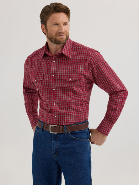 WRANGLER WRINKLE RESISTANT RED PLAID - MENS SHIRT  - 112355358
