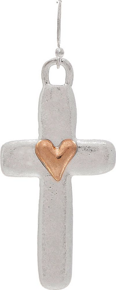 RAIN HEART ON A CROSS - ACCESSORIES JEWELRY EARRINGS - E3710TT