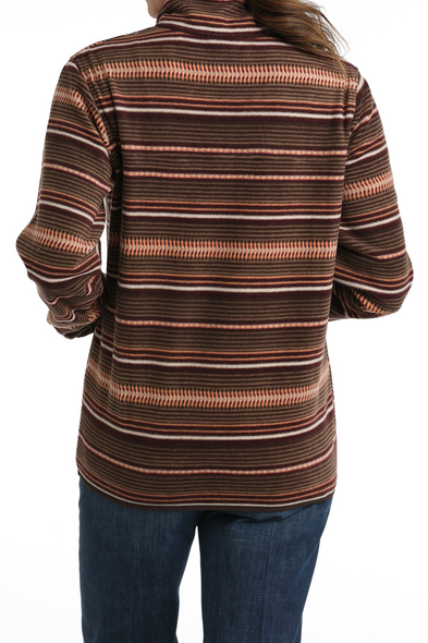 CINCH SNAP STRIPE FLEECE BROWN - LADIES SWEATSHIRT  - MAK9819009