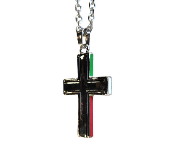JUSTIN  MEXICAN FLAG STEEL CROSS - ACCESSORIES JEWELRY NECKLACE - 24115NJ1