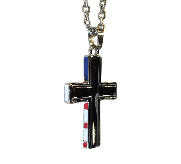 JUSTIN  AMERICAN FLAG STEEL CROSS - ACCESSORIES JEWELRY NECKLACE - 24115NJ2