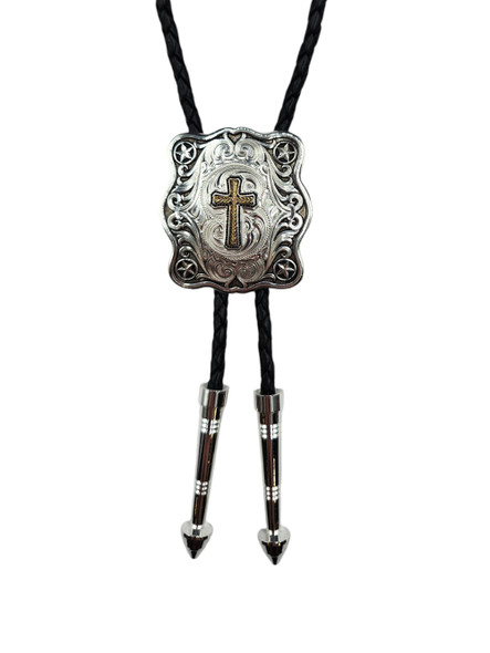 MONTANA SILVERSMITHS CROSS SILVER GOLD BOLO TIE - ACCESSORIES OTHER  - BT5278-929XS