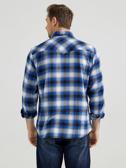 WRANGLER RETRO FLANNEL BLUE/BLACK PLAID - MENS SHIRT  - 112355364