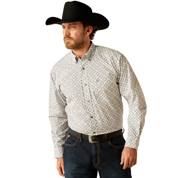 ARIAT JAGGER CLASSIC FIT WHITE PRINT - MENS SHIRT  - 10053899