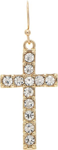 RAIN CRYSTAL GOLD CROSS - ACCESSORIES JEWELRY EARRINGS - E4806G