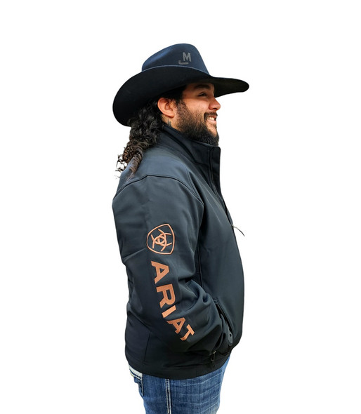 ARIAT LOGO SOFTSHELL BLACK/COPPER - MENS JACKET  - 10058666