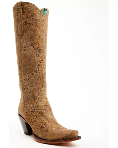 CORRAL STAMPED FLORAL SUEDE TALL SNIP - BOOT LADIES  - A4588