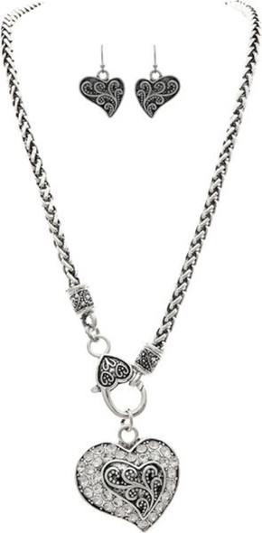 RAIN SILVER HEART TOGGLE - ACCESSORIES JEWELRY SET - N2576S
