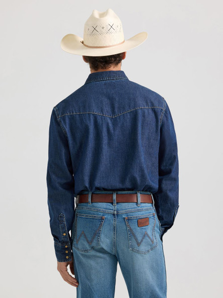 WRANGLER DARK DENIM SNAP - MENS SHIRT  - 112361700