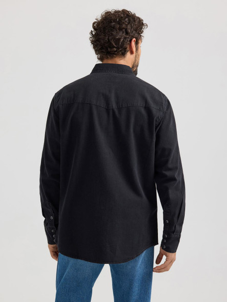 WRANGLER BLACK DENIM SNAP - MENS SHIRT  - 112361702