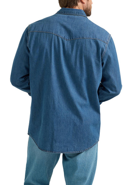 WRANGLER MID WASH DENIM SNAP - MENS SHIRT  - 112361701