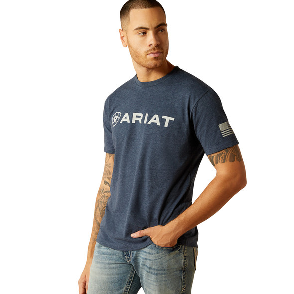 ARIAT NAVY SHIELD FLAG - MENS TEE COR - 10054198