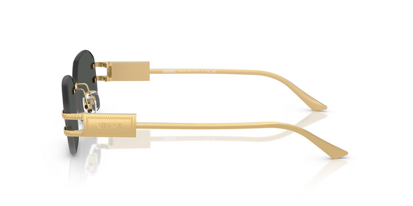 VERSACE DAMIER PLAQUE GOLD DARK GREY - SUNGLASS VERSACE  - 2274100287