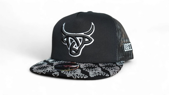 LOST CALF 3D LOGO BLACK ON BLACK - HATS CAP  - CHARU FLAT