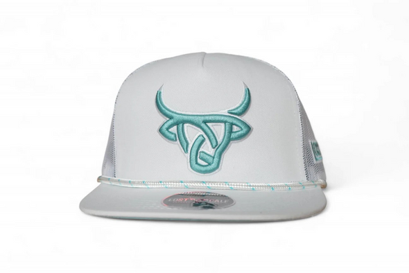 LOST CALF 3D LOGO TEAL WHITE MESH - HATS CAP  - FROST ROPE FLAT