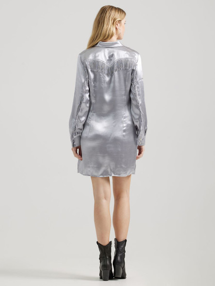 WRANGLER SATIN FRINGE SILVER DRESS - LADIES DRE   - 112356670