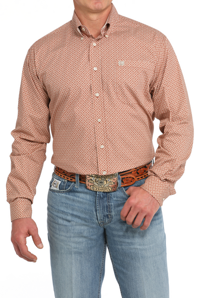 CINCH ORANGE GEOMETRIC PRINT - MENS SHIRT  - MTW1105845