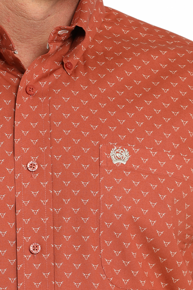 CINCH ORANGE STEER HEAD PRINT - MENS SHIRT  - MTW1105847